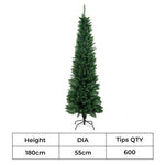 Compact 1.8M 600Tips Pencil Christmas Tree  Wood Finish Classic
