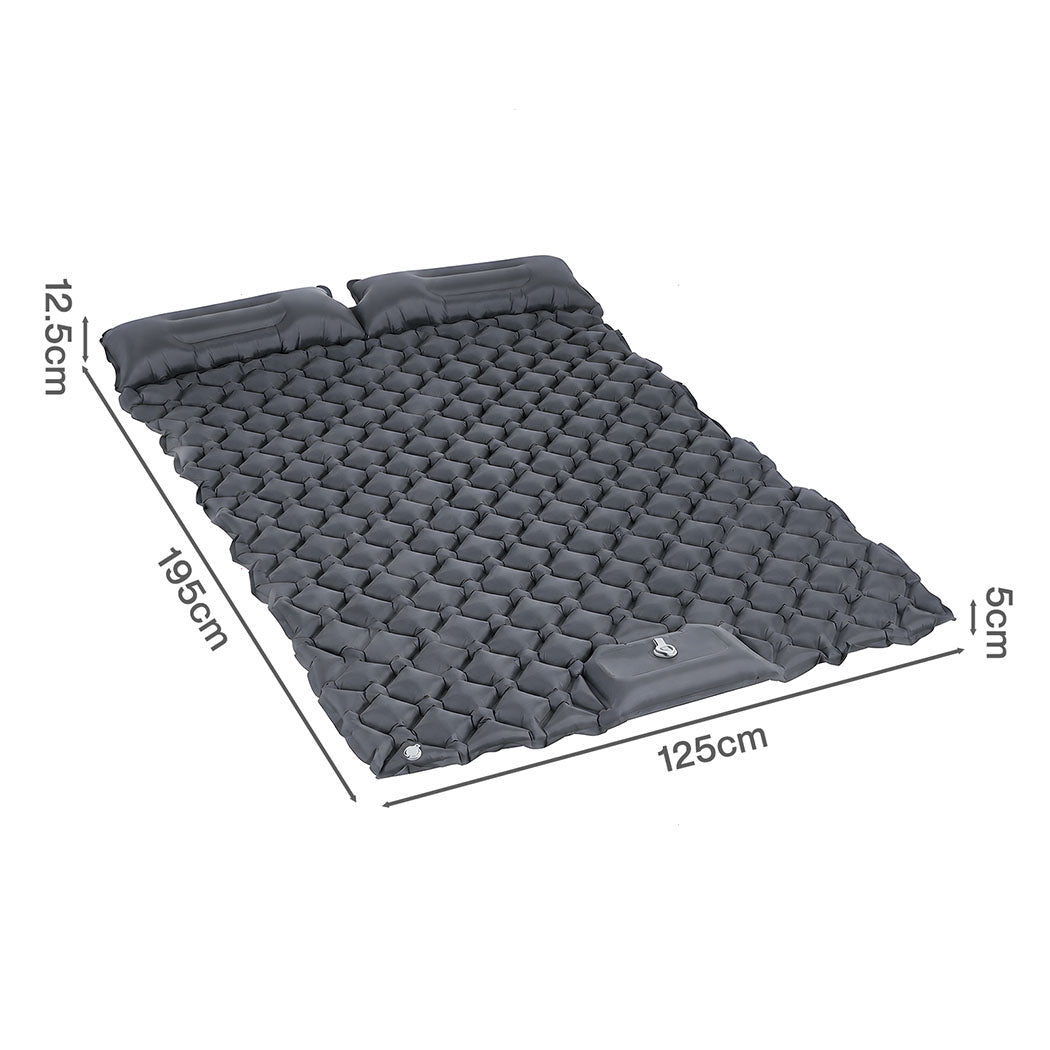 Camping Mattress Double Wide Grey 195x125x12.5cm