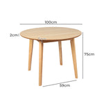 Ergonomic Dining Table Round Rubberwood Base 100cm Natural 100 CM