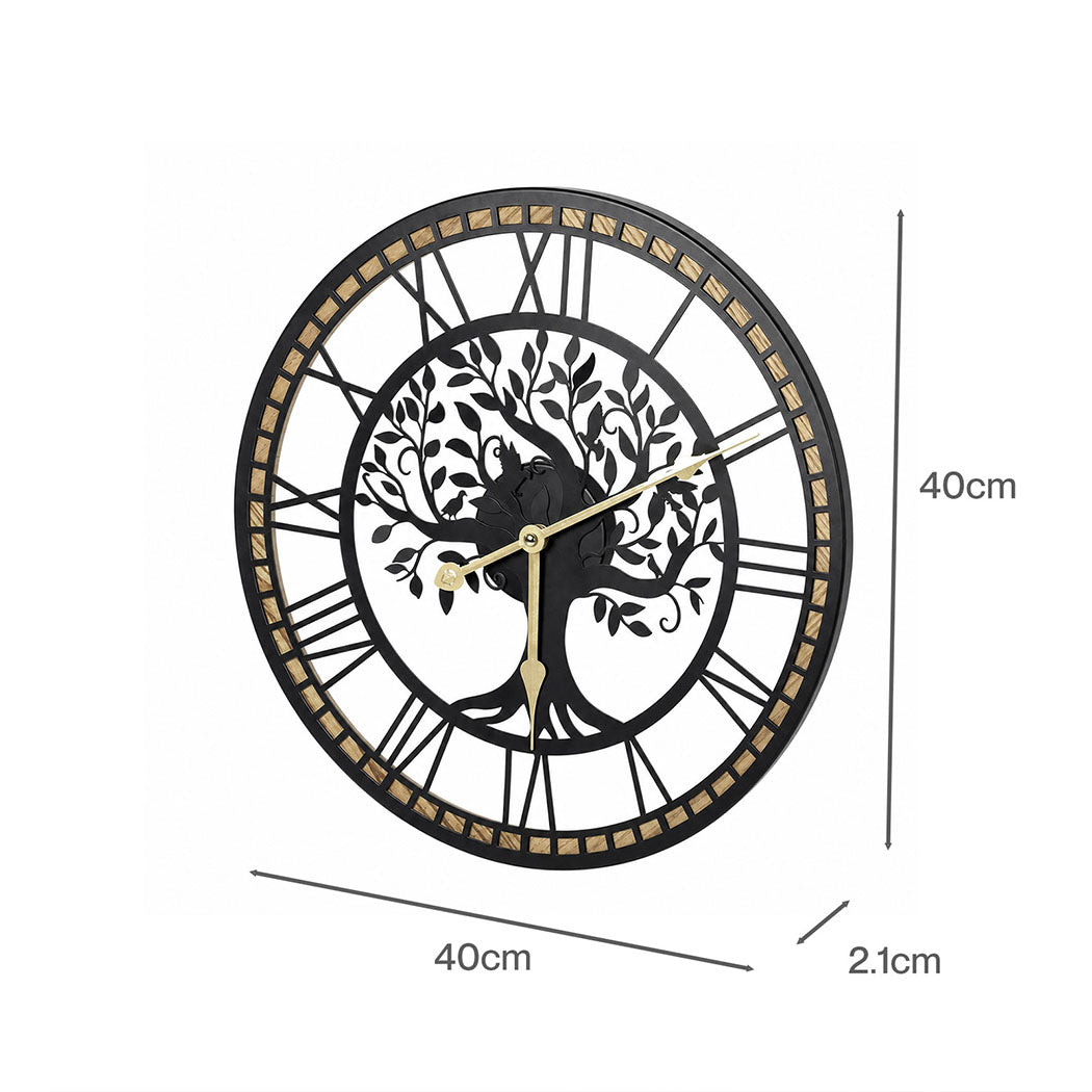 Vintage Tree Wall Clock Black 40x40x2.1cm