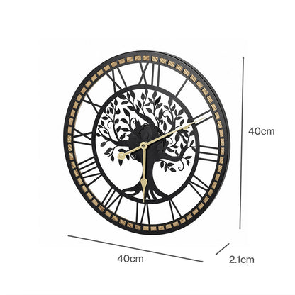 Vintage Tree Wall Clock Black 40x40x2.1cm