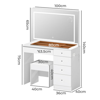 Vanity Table LED Mirror Set 100x40x140cm