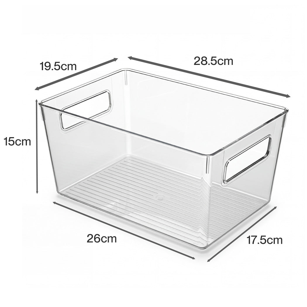 Toque Clear Plastic Storage Bins 6PCS Pantry Fridge Organizer Boxes Handles
