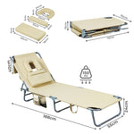 Compact Foldable Beach Lounge Chairs with Face Hole Khaki  Scandi