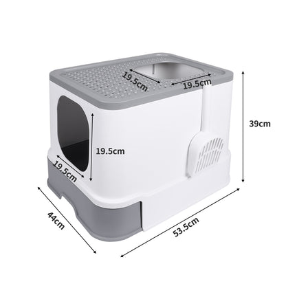 Cat Litter Box Fully Enclosed Kitty Grey