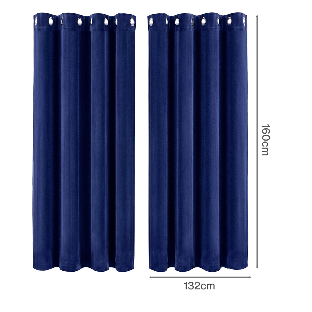 Marlow Velvet Blackout Curtains 2-Panel Room Darkening Eyelet Curtains 132x160cm