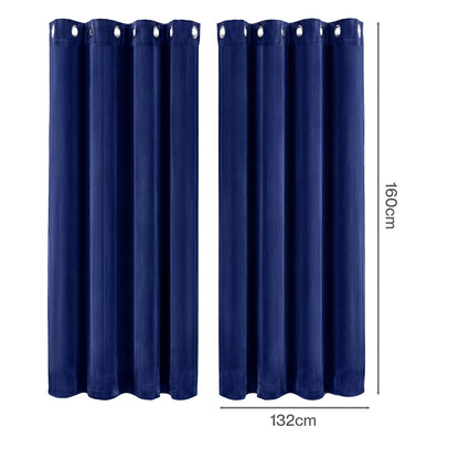 Marlow Velvet Blackout Curtains 2-Panel Room Darkening Eyelet Curtains 132x160cm