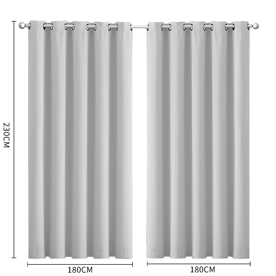 2x Blockout  Grey Curtains Panels 3 Layers