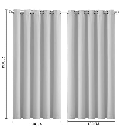 2x Blockout  Grey Curtains Panels 3 Layers