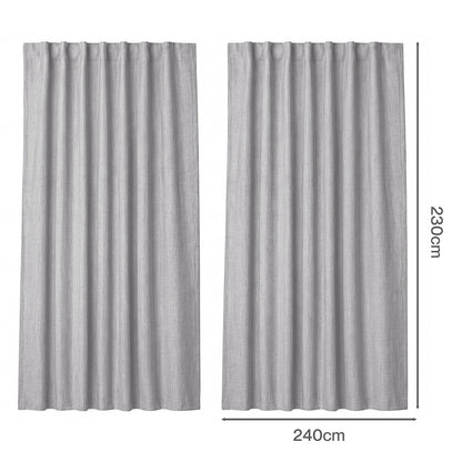 Marlow 2 Panels Blackout Curtains Thermal Linen Look Blockout Drapes Grey