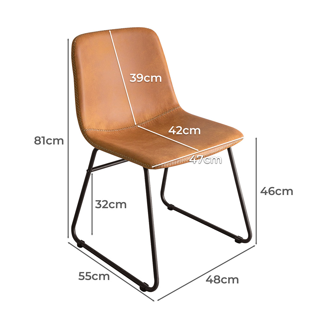 Ergonomic 2x Dining Chairs Kitchen Table Brown  Foldable Function