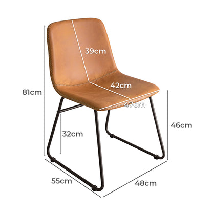 Ergonomic 2x Dining Chairs Kitchen Table Brown  Foldable Function