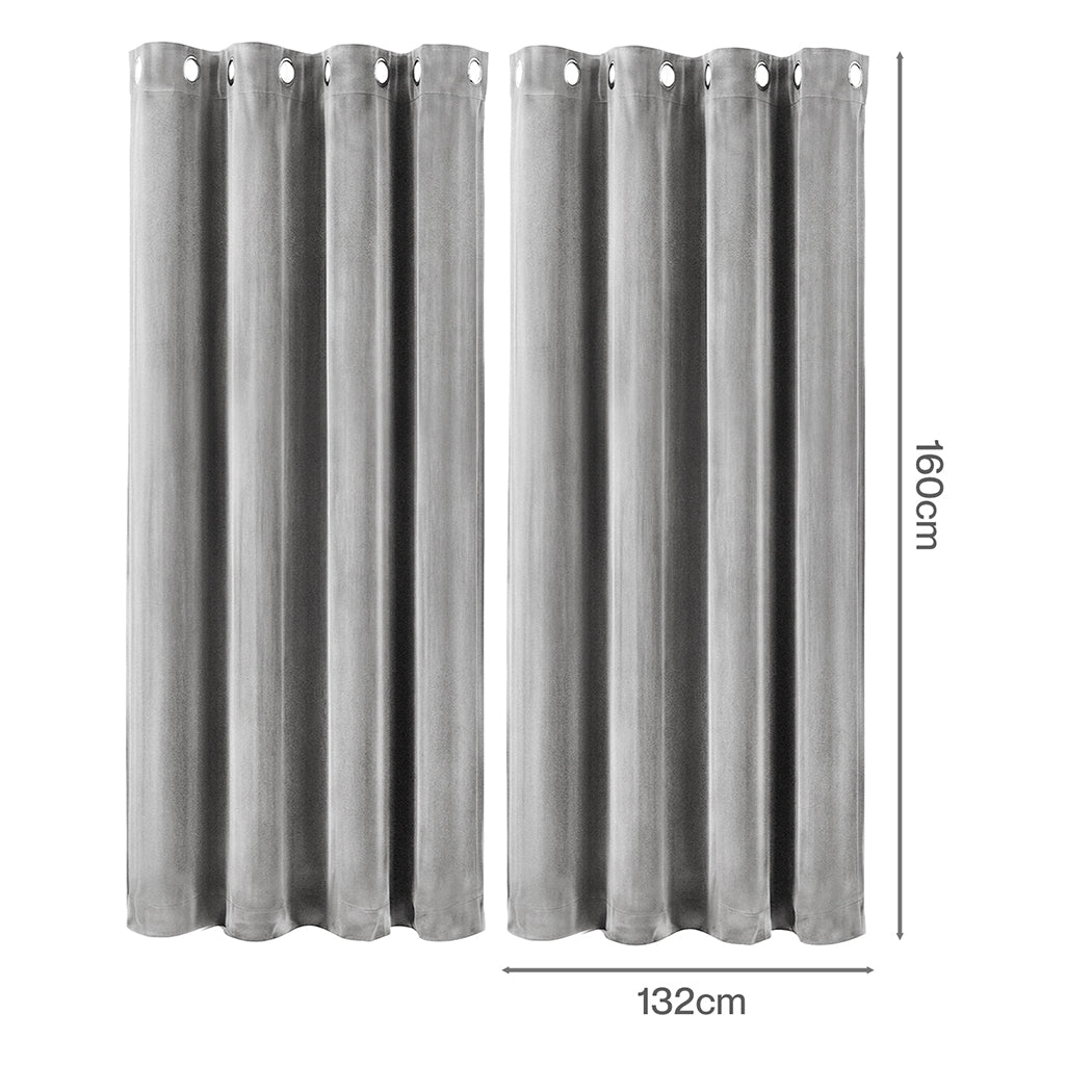 Marlow Velvet Blackout Curtains 2-Panel Room Darkening Eyelet Curtains Grey