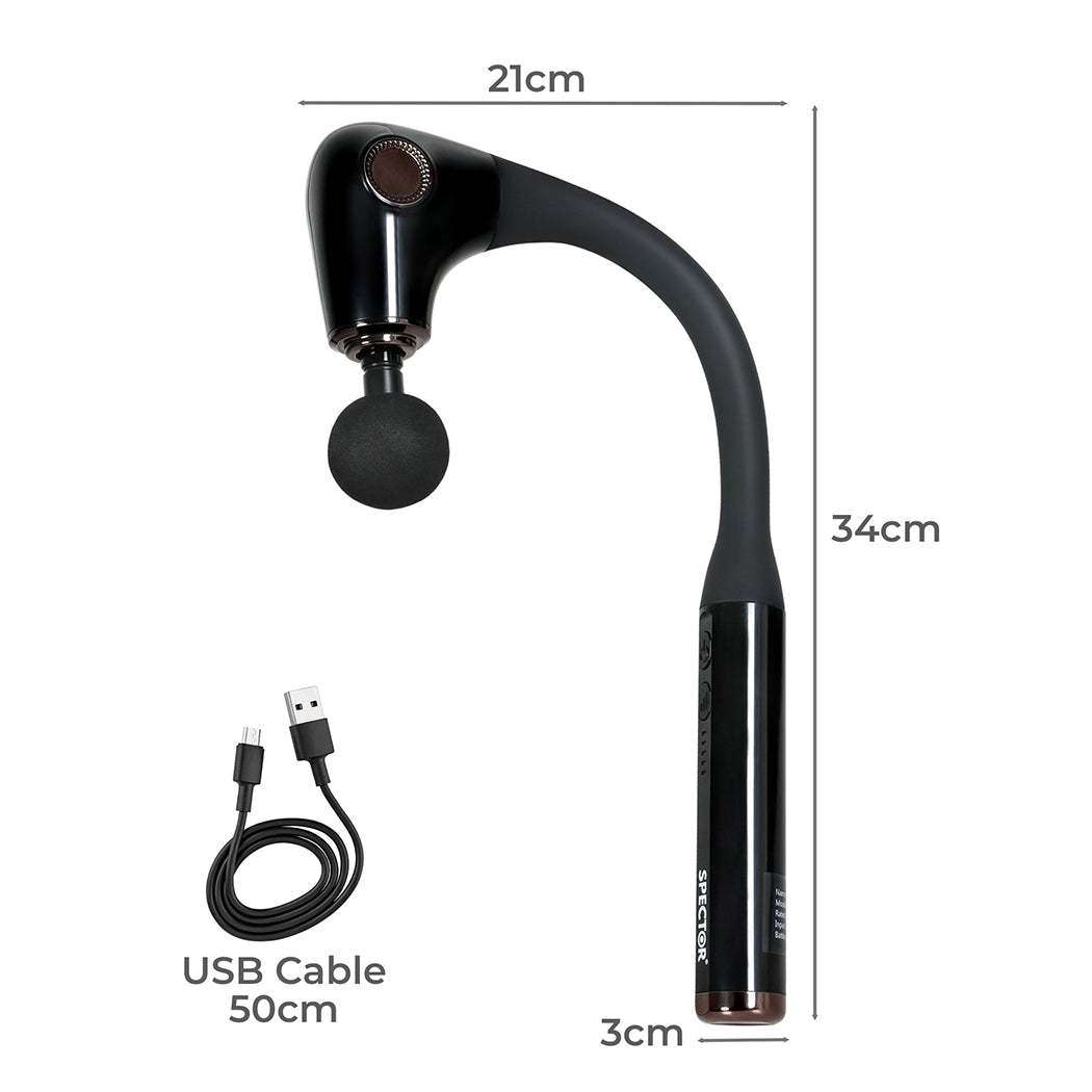 Massage Gun Extended Handle Black 35x19cm