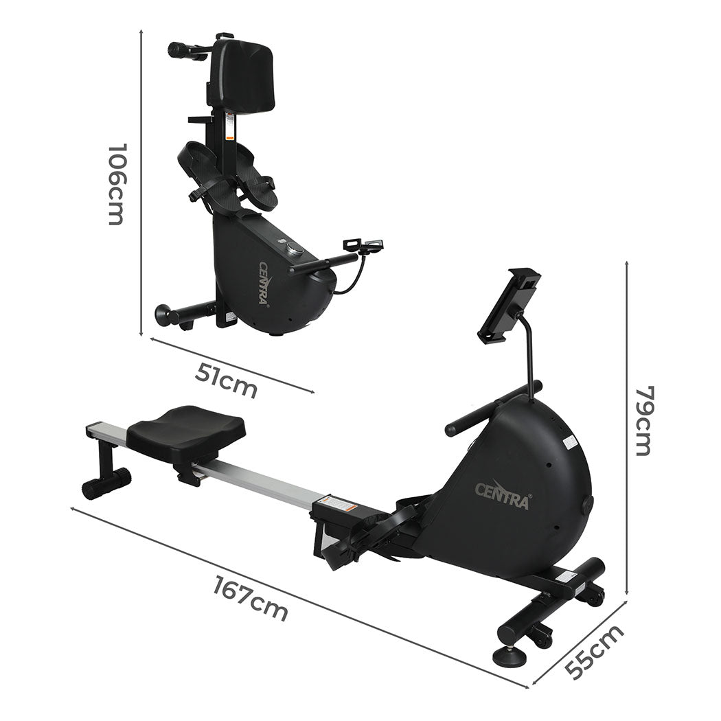 Smart Rowing Machine Black 167x55x79cm