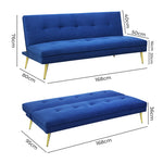 Contemporary Sofa Bed Convertible Velvet 3 Seater  Comfortable Design