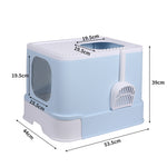 Cat Litter Box Fully Enclosed Kitty Blue