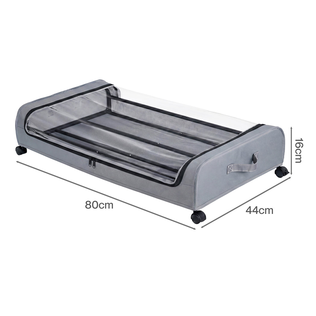 Levede 2x Under Bed Storage Containers for Shoe and Apparel Clear-Lidded Rolling