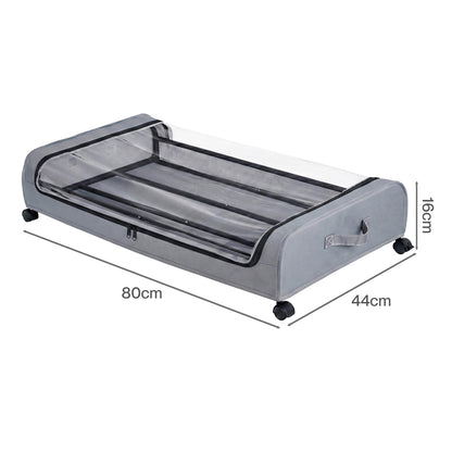Levede 2x Under Bed Storage Containers for Shoe and Apparel Clear-Lidded Rolling