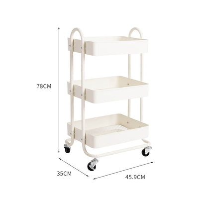 3 Tiers Kitchen Trolley Cart White