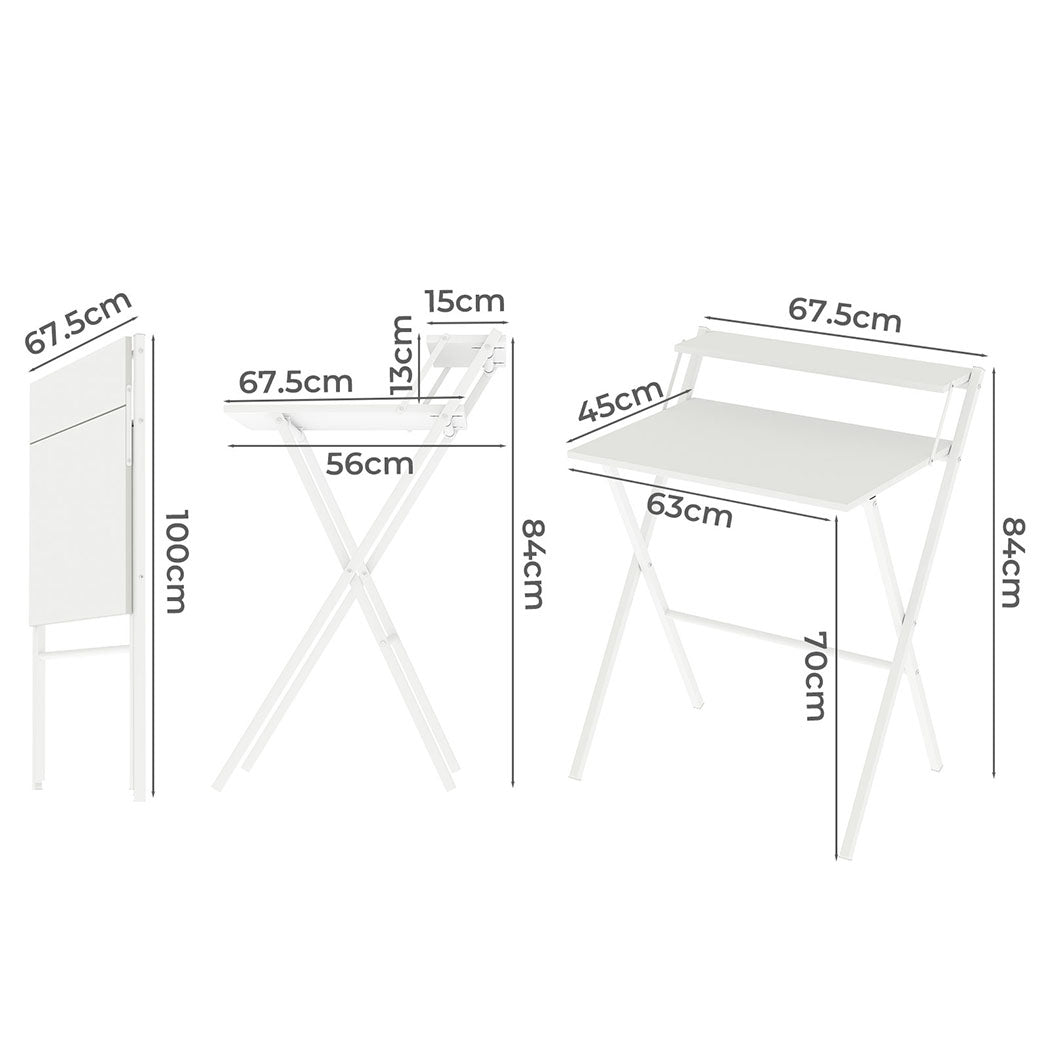 Foldable Computer Desk White 67.5x45x84cm