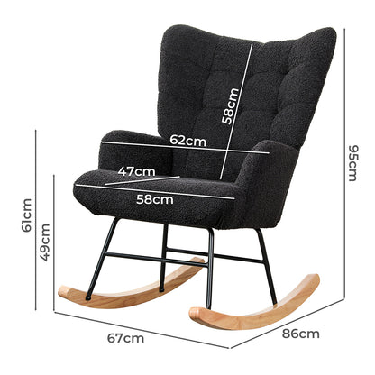 Grey Rocking Chair Fleece 67x86x95cm