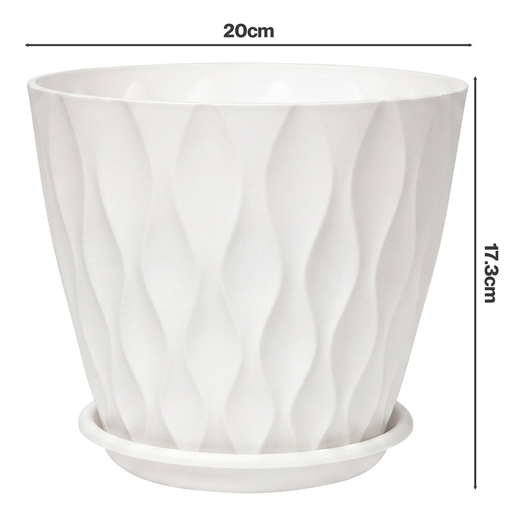Toque Plant Pots 5 Pcs 8 Inchs Plastic Planter Pots with Drainage Saucers White
