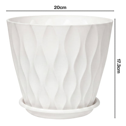 Toque Plant Pots 5 Pcs 8 Inchs Plastic Planter Pots with Drainage Saucers White