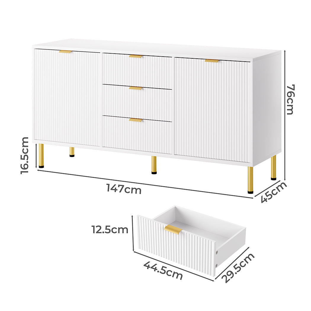 Modern Buffet Sideboard  Wood Finish Classic Durable Compact