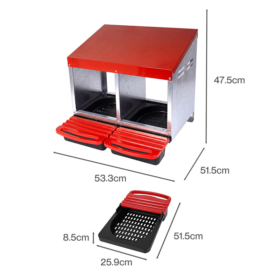 Pawz Chicken Nesting Boxes 2 Hole for Rolling Egg Collectio Inside Outside