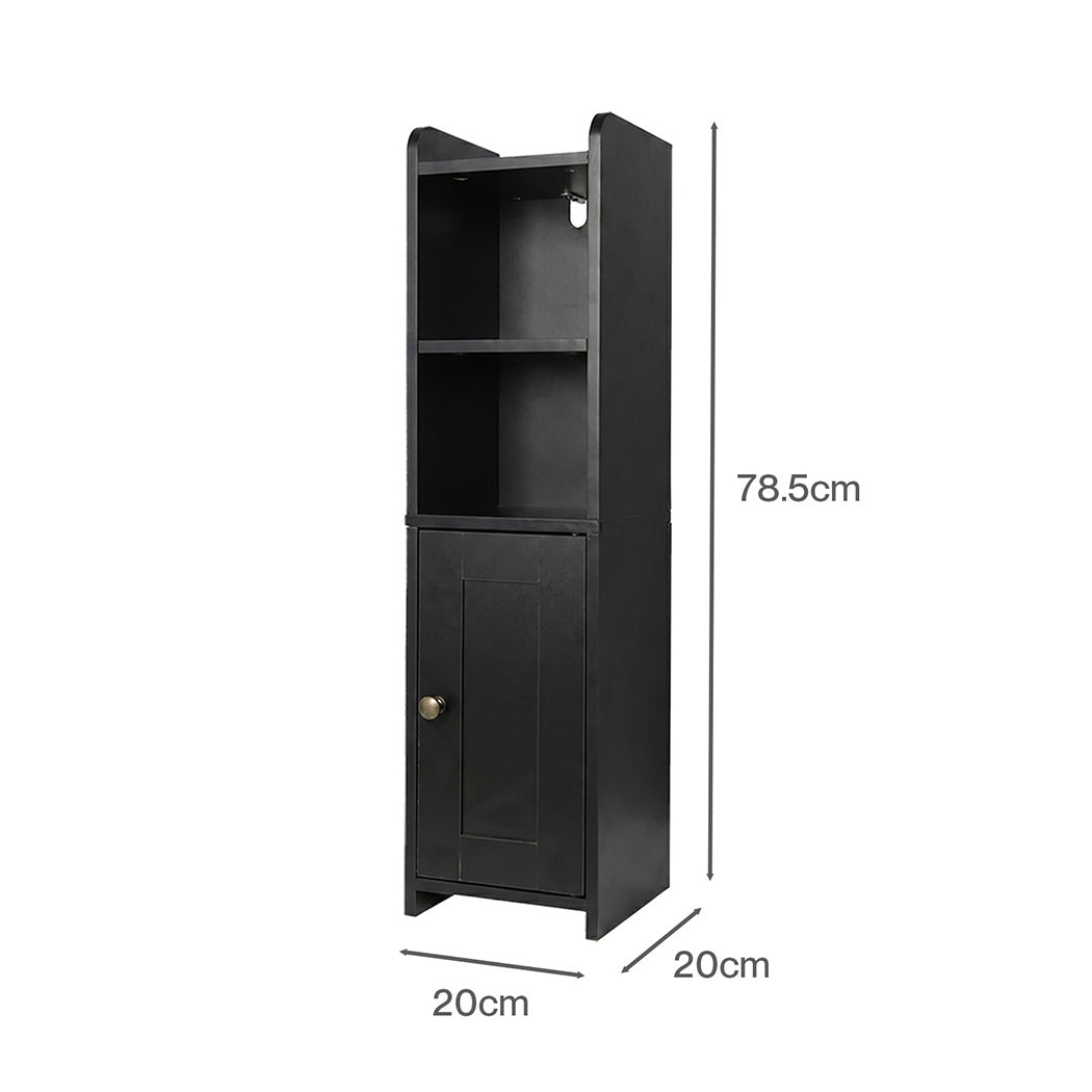 Levede Bathroom Cabinet Storage Slim Organiser Paper Holder Corner 78.5cm Black