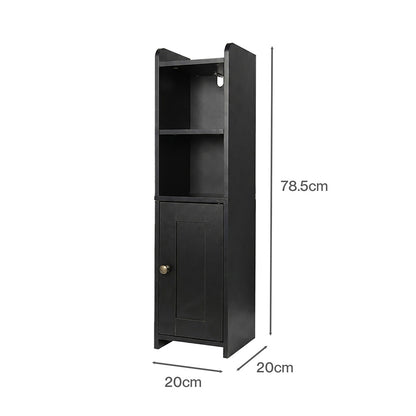Levede Bathroom Cabinet Storage Slim Organiser Paper Holder Corner 78.5cm Black