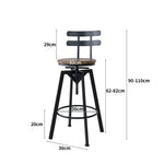 Ergonomic 2x Bar Stool Industrial Adjustable  High Back Support