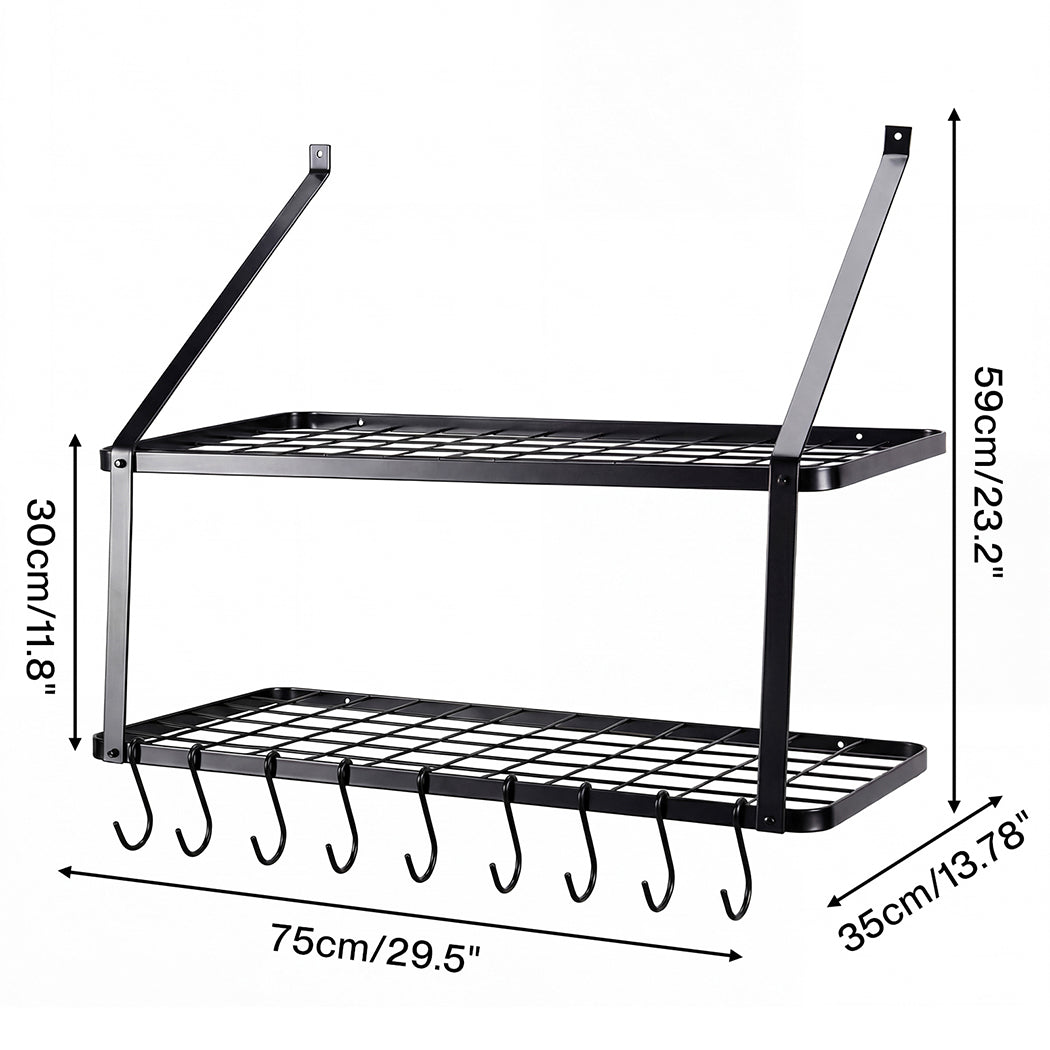 Wall Mounted Pot Pan Rack 10 Hooks | HomeAndLiving - 4
