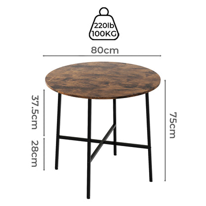 Round Dining Table 80cm Brown 80x80x76cm