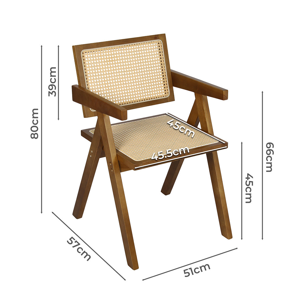 Premium 8x Walnut Wicker Armchair Dining Chair  Durable Frame