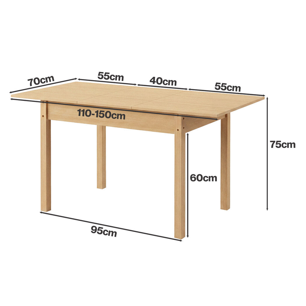 Levede Extendable Dining Table Oak Finish 4-6 Seater Wooden Kitchen 110-150cm