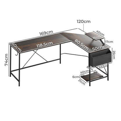 Contemporary Computer Desk Corner Desk Brown  Scandi Inspired Design