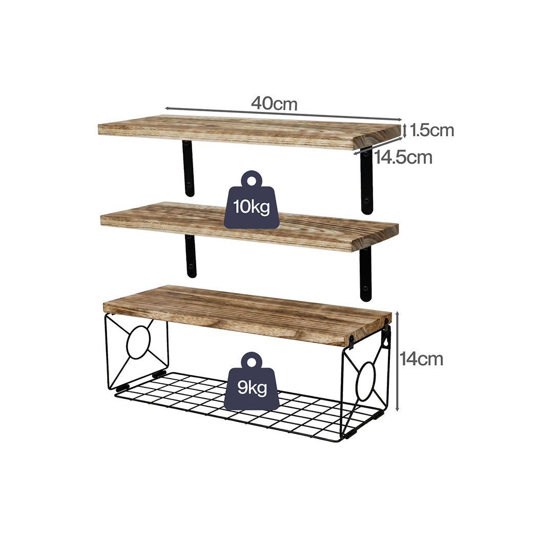 Floating Wall Shelves 3-Piece Paulownia Set | HomeAndLiving - 4