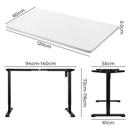 Ergonomic Motorised Standing Desk Height 120cm White 800x 1.5MM