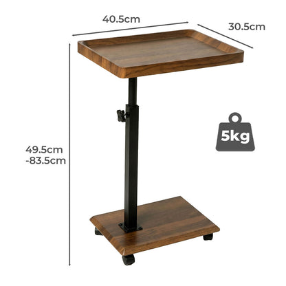 Levede C Shaped Side Table Height Adjustable Rolling 360° Swivel Top End Table