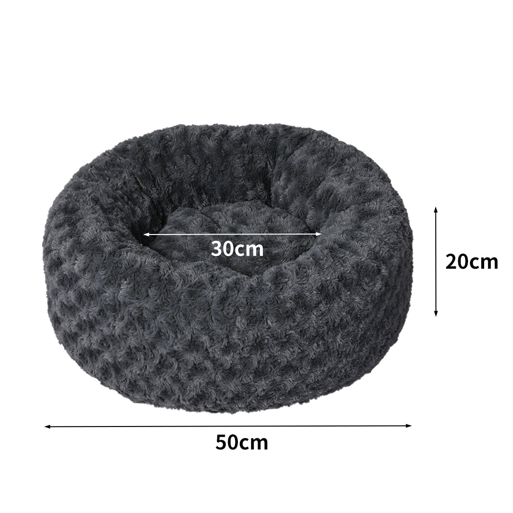 Calming Dog Bed Warm Soft Plush S Dark Grey Small