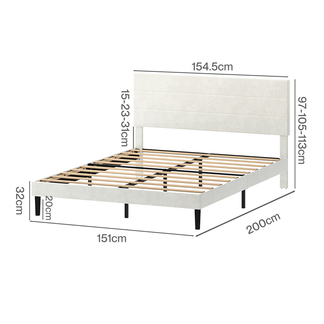 Queen Bed Frame Upholstered 200x154.5x113cm