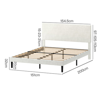 Queen Bed Frame Upholstered 200x154.5x113cm