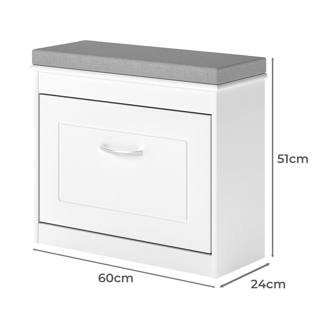Shoe Rack Storage Bench White 60x24x51cm
