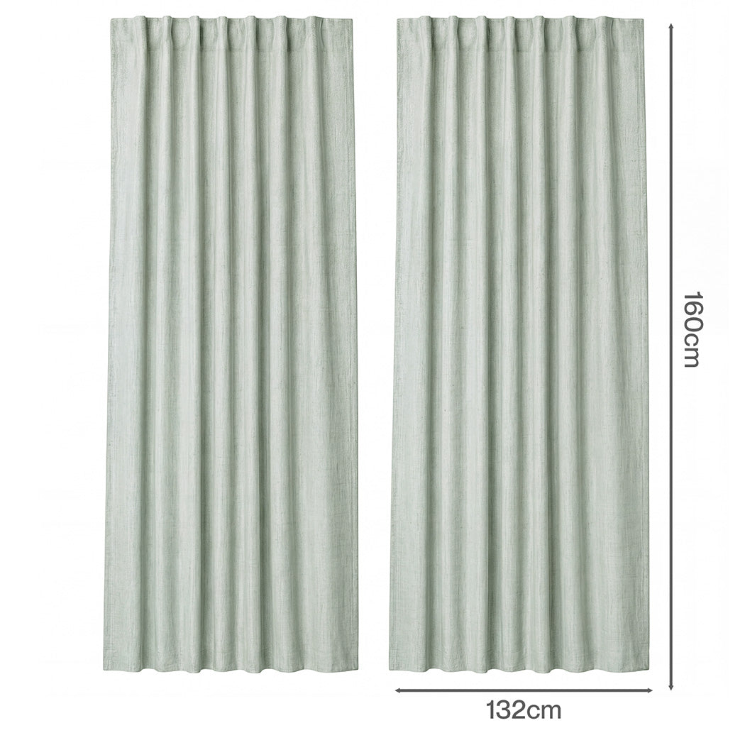 Marlow 2 Panels Blackout Curtains Thermal Linen Look Blockout Drapes 132x160cm
