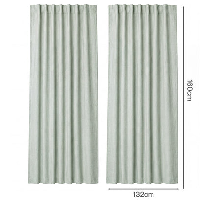 Marlow 2 Panels Blackout Curtains Thermal Linen Look Blockout Drapes 132x160cm