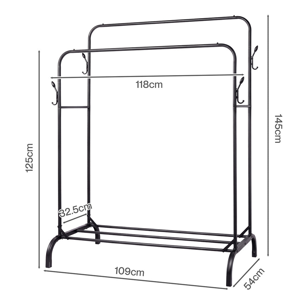 Heavy Duty Clothes Rack Black 118x54x145cm