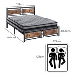 Luxury Metal Bed Frame Mattress Base Set Wood Queen  Easy Assembly