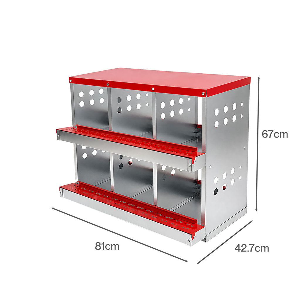 Pawz Chicken Nesting Box 6 Hole 2-Tier Roll Away Egg Collection Galvanized Coop